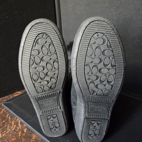 Coach Snow Boots Women's 8.5 Black Fur Trimmed - Picture 6 of 14